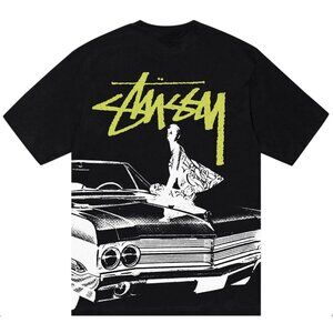 Stussy Black Tee with Yellow Graphic